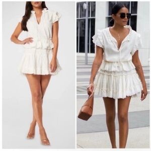Misa Los Angeles Cream Tiered Ruffle Mini Dress